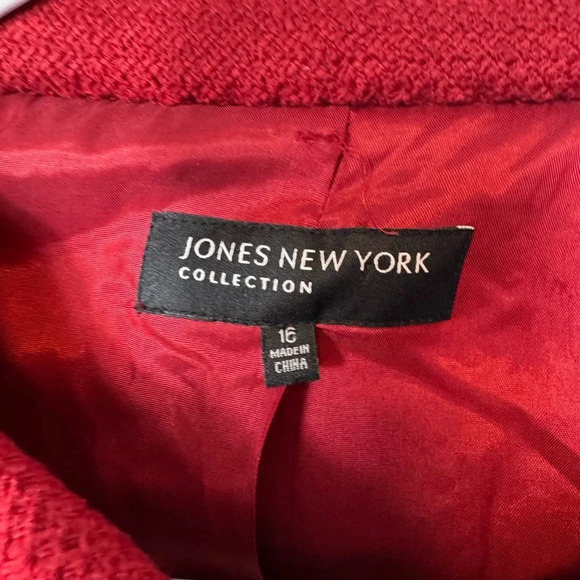 Jones New York‎ Collection Women’s Red Blazer Hidden Front Buttons Pockets 16 - Picture 2 of 8